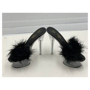 So Me Women's Black Feather Platform Stiletto Heels Size 7